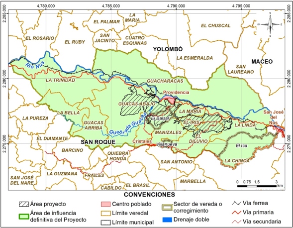 Imágen de la localización del proyecto “Minería de Oro a Cielo Abierto Gramalote”