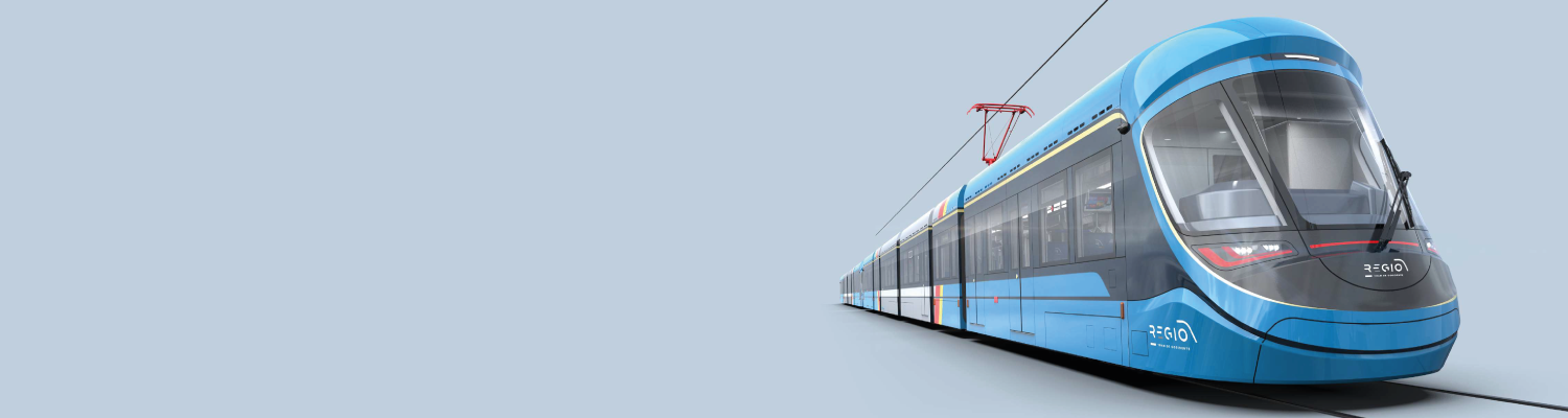 Fondo de color con diseño del tres proyecto Regiotram